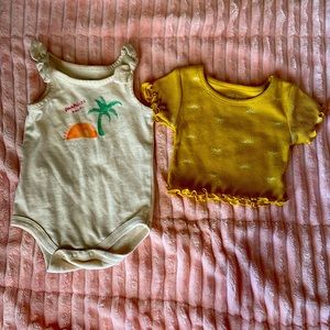 Okie Dokie- onesie and graphic shirt in 0-3 months